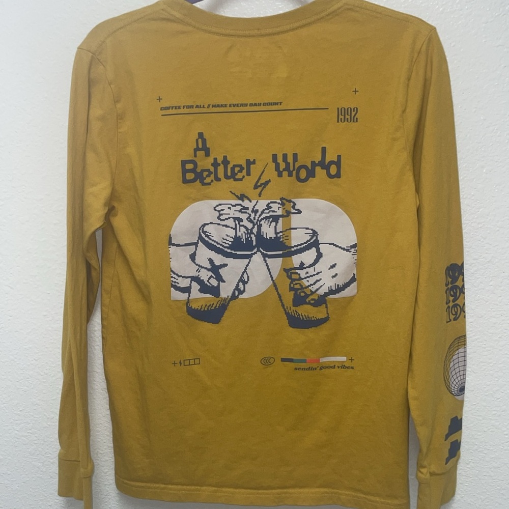 Dutch Bros Coffee Women’s Medium Long Sleeve Dark Yellow Gold T-Shirt 1992